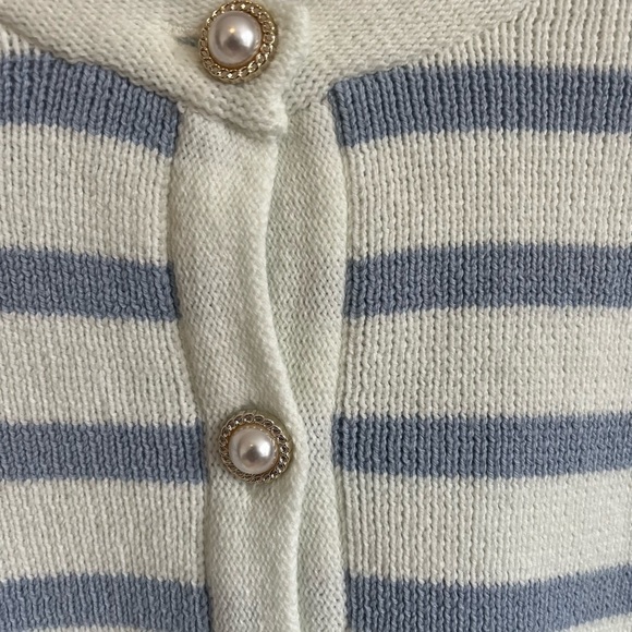 Jessica Simpson Knit Cardigan Nautical Women’s Stripe Cotton Buttons Pockets XL - Picture 6 of 8